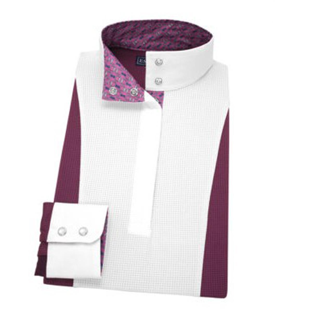 Essex Classics Women's Dark Plum Luna Performance Long Sleeve Show Shirt - Equestrian Riding & Horse Show Competition Shirt