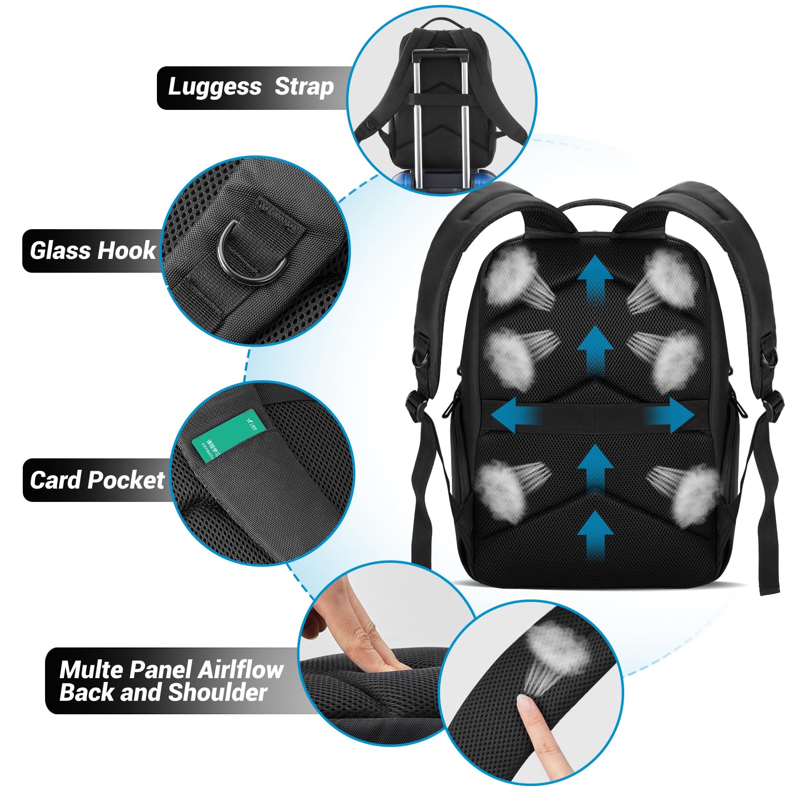 Lightweight Anti-Theft Travel Laptop Backpack for Men - Slim Waterproof Computer Bag with Double Laptop Compartments & Sleeve - Perfect for Business Trips, Commuting & College Use