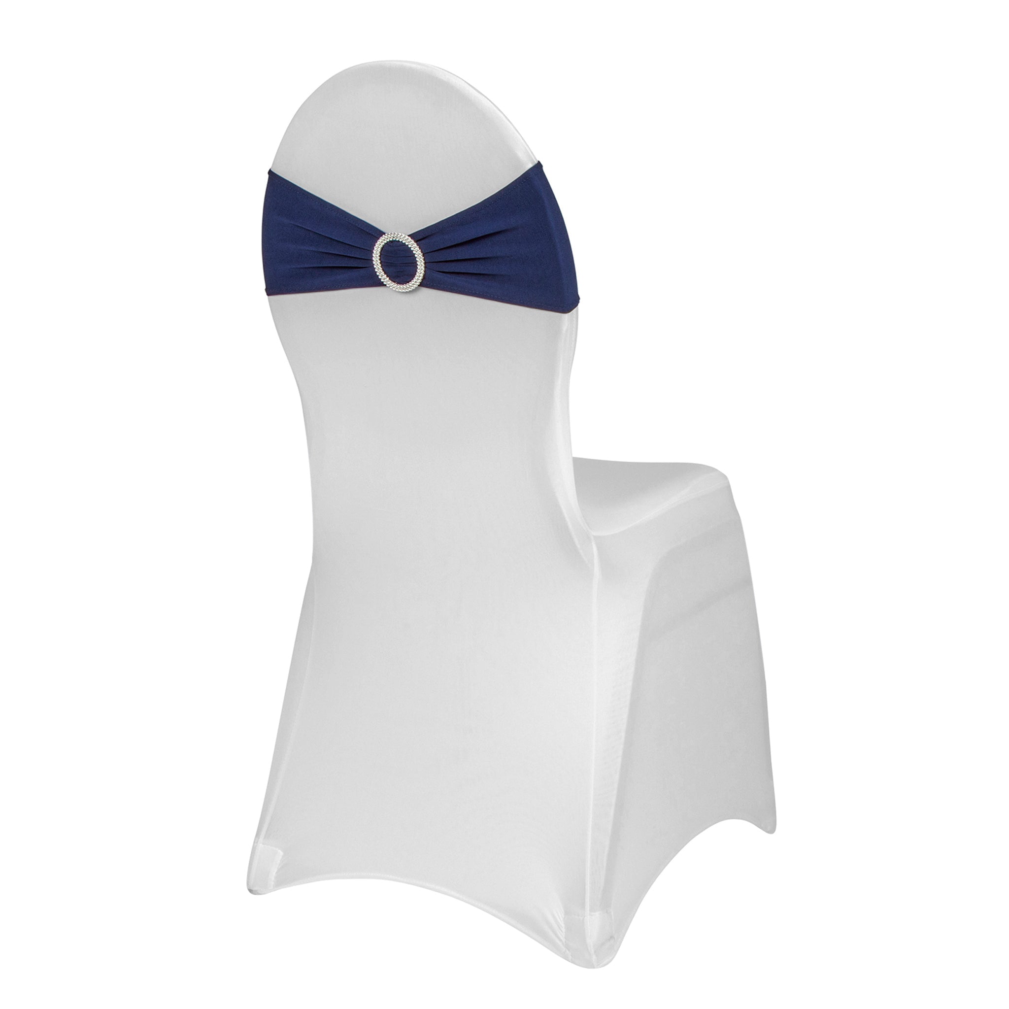 Stretchable Spandex Chair Band with Buckle - Navy Blue - Perfect for Office, Home, and Gym Use