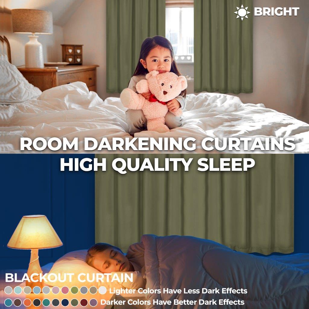 Blackout Curtains with Grommet Top - Solid Classic Modern Window Treatment for Bedroom & Living Room - Noise Reducing & Energy Saving
