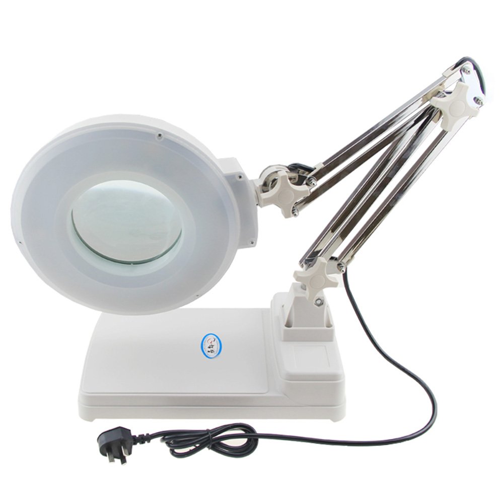 TOPCHANCES 10X LED Desktop Magnifier Lamp with Adjustable Arm - Foldable Lighted Magnifying Glass for Reading, Inspection & Crafts - Perfect for Jewelry Making, Hobbies & Close-up Work