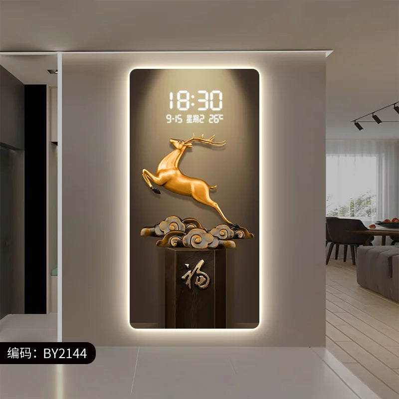 Deer Scenery Digital Wall Clock with Large Display - Modern LED Alarm Clock for Bedroom, Living Room, Office & Home Decor