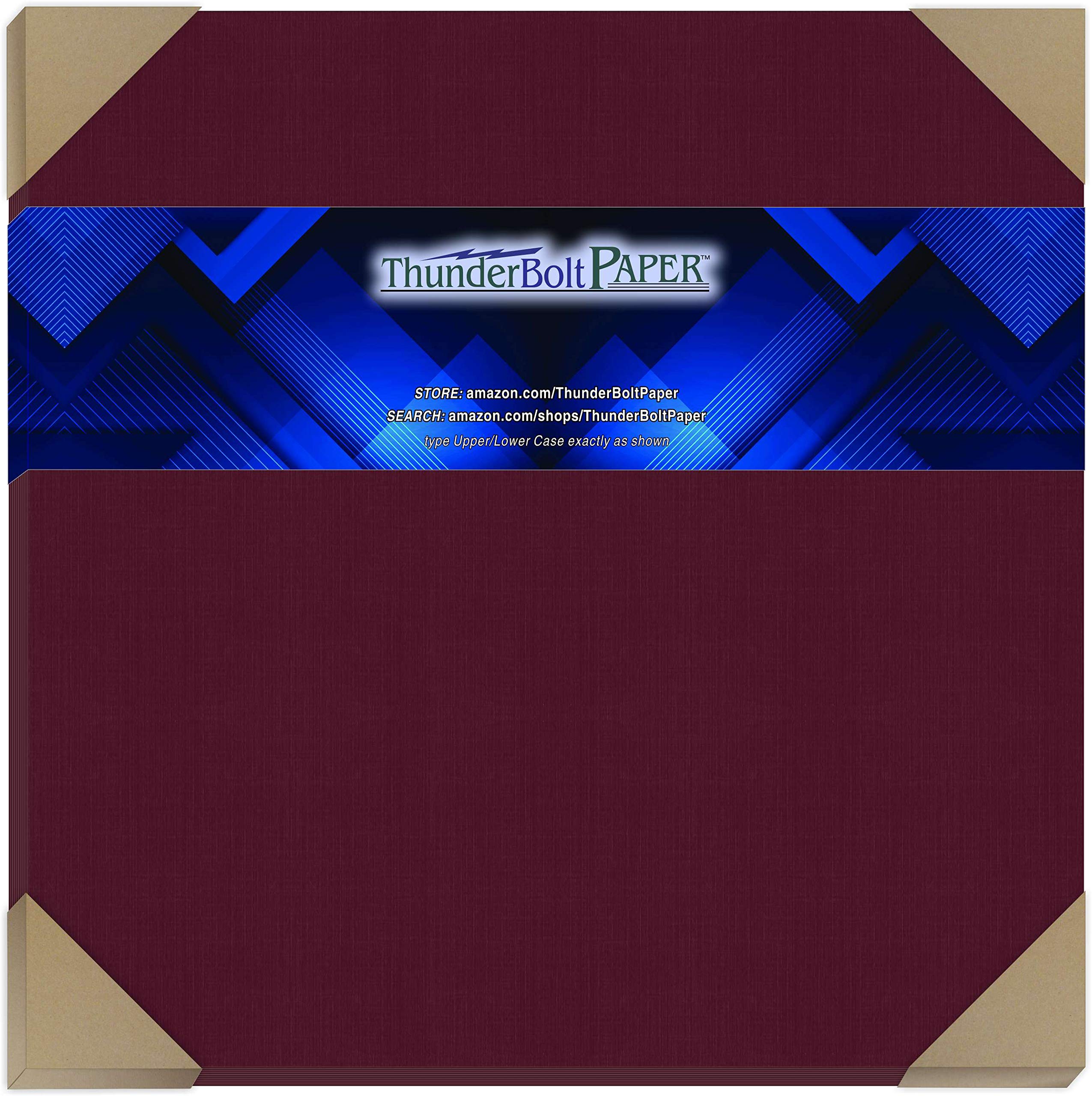 25 Dark Burgundy Linen 80# Cover Paper Sheets - 12