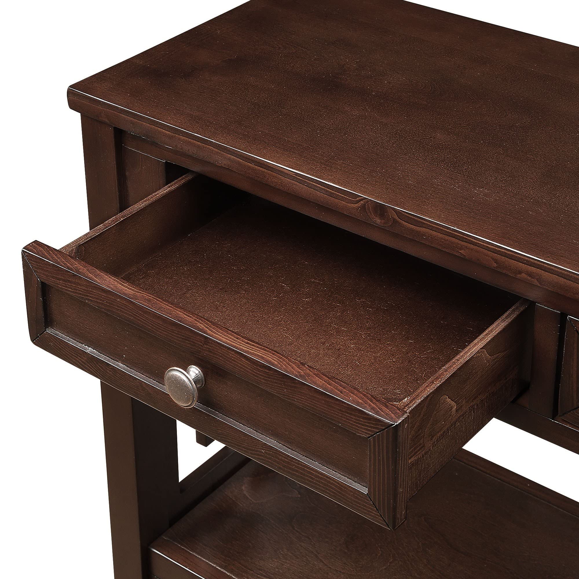 Farmhouse Console Table with Drawers - Narrow Wood Sofa Table with Storage Shelves for Entryway, Living Room, Bedroom, Hallway & Kitchen - Antique Espresso Finish - Perfect for Small Spaces & Home Decor