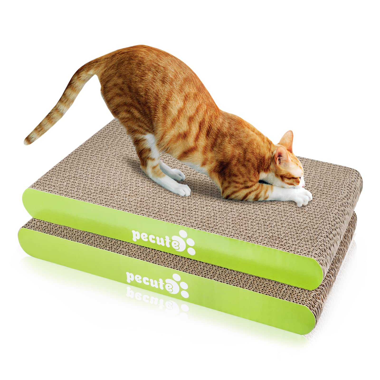 Pecute 2-Pack Cat Scratcher Boards with Catnip - Small & Medium Scratching Pads for Kitties, Durable Cat Lounger for Indoor Cats - Perfect for Sofa Protection & Playtime