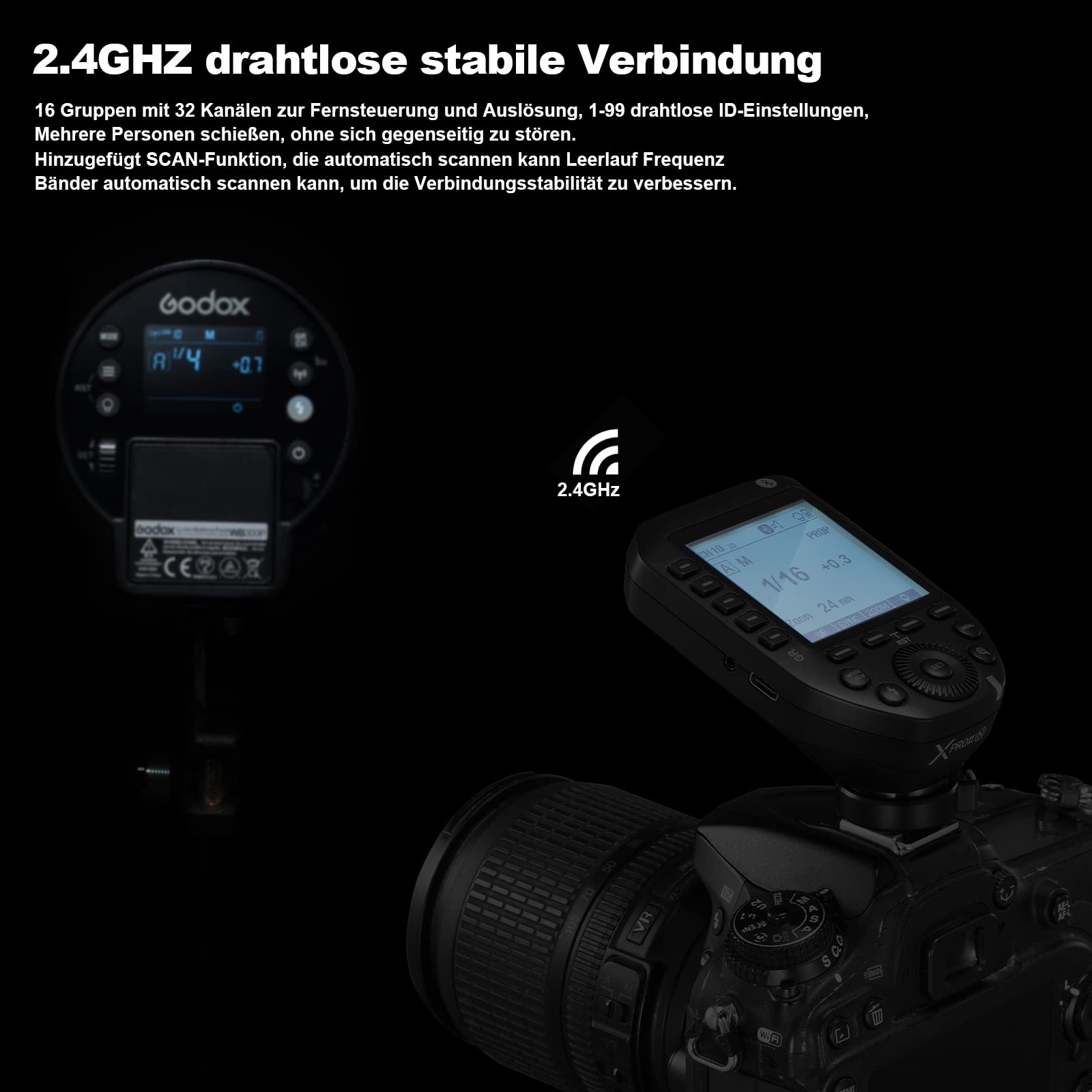 Godox XPro II-N TTL Flash Trigger for Nikon DSLR Cameras (D5, D4, D60, D800, D5000, D5100, D5300, D7000, D70S, D750, D7100) - 2.4G Wireless High-Speed Sync LCD Transmitter for Professional Photography & Studio Lighting