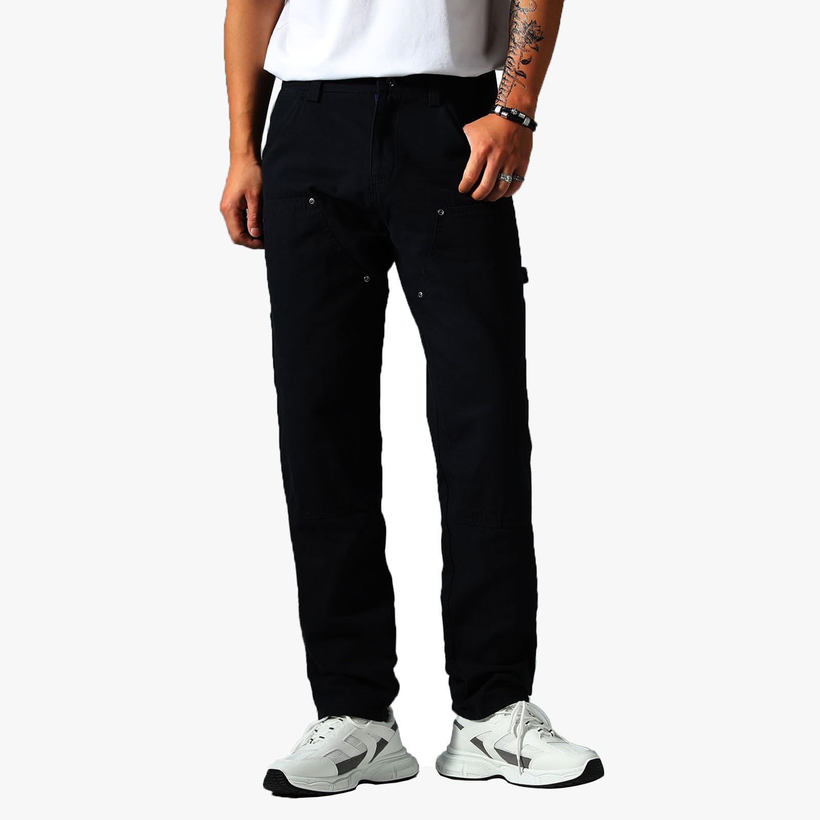 **Durable Men's Work Pants - Straight Fit Carpenter & Utility Pants with Double Knee - Twill Fabric for Painters, Construction & Outdoor Work**    (*Use Scenarios: Ideal for construction workers, painters, carpenters, DIY projects, and outdoor labor.*)