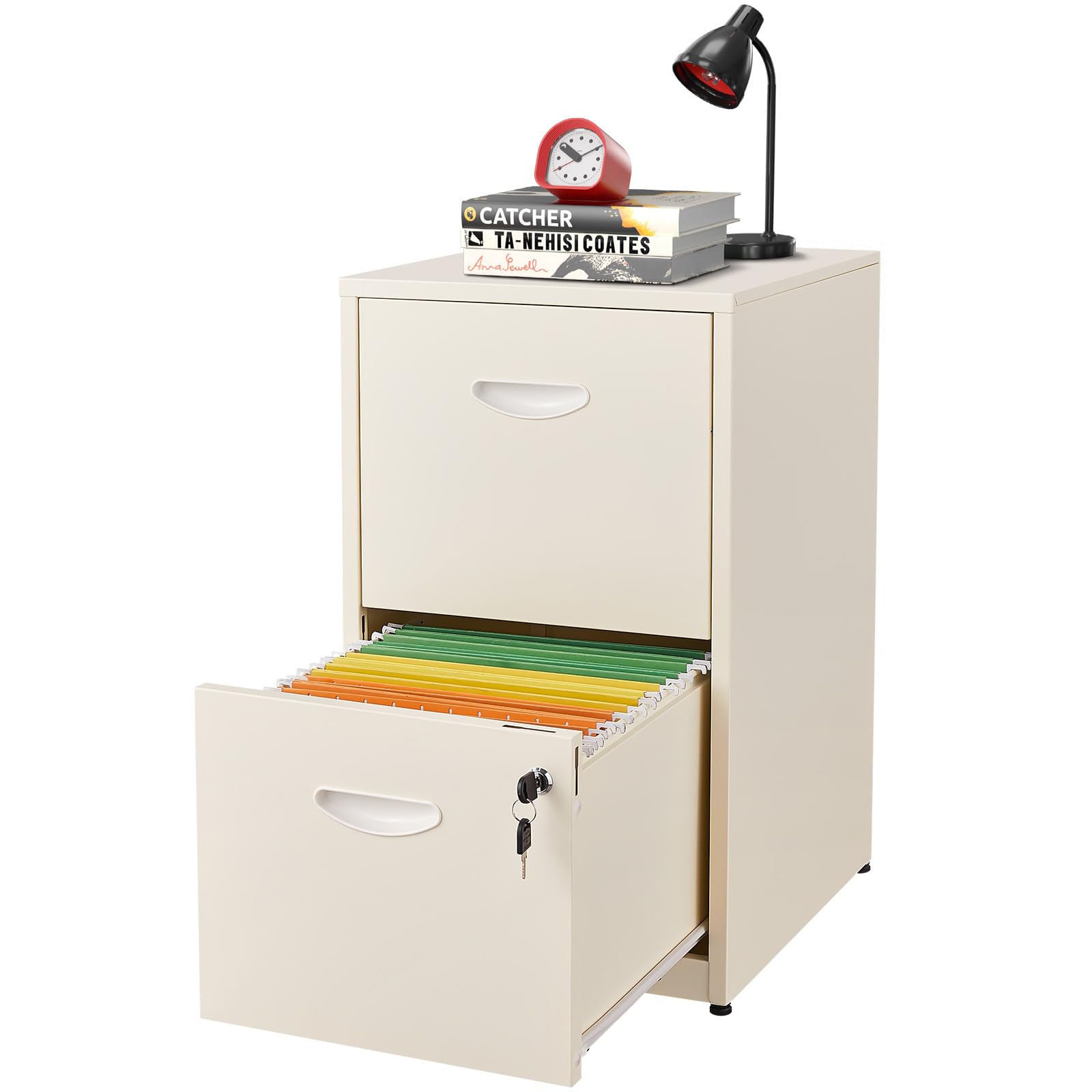 2-Drawer Locking Metal Filing Cabinet for Letter-Size Files - Vertical Under Desk Storage for Home & Office - Secure Document Organization Solution (Assembly Required) | Perfect for Small Spaces, Home Offices & Workstations