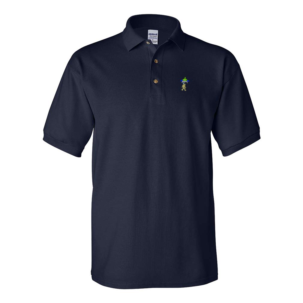 Custom Embroidered Men's Polo Shirts - Bigfoot & Spaceship Design - 100% Cotton Casual Shirts for Golf, Work & Outdoor Activities