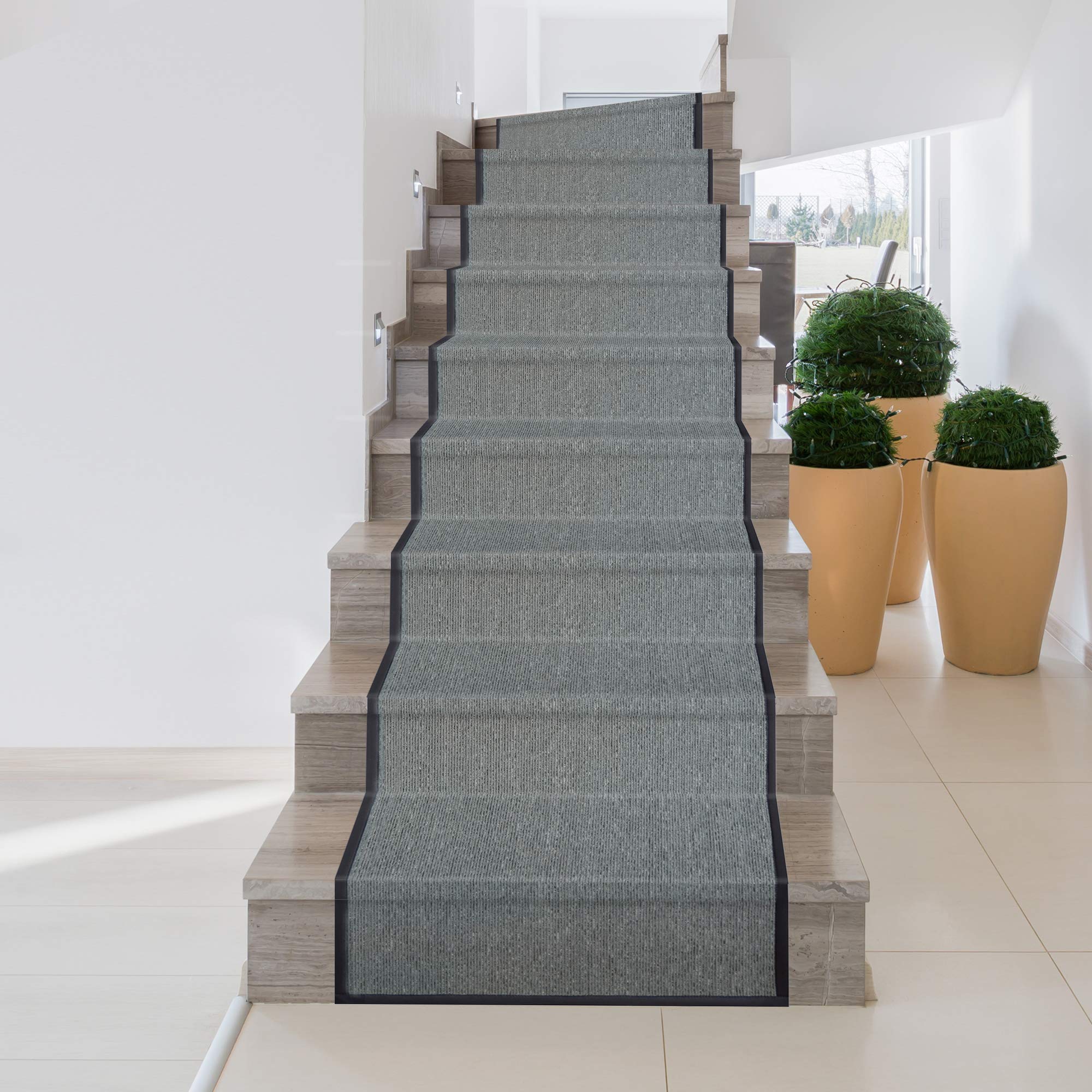 iCustomRug Synthetic Sisal Runner Rug - Soft Stain Resistant Easy Clean Graphite 28.5