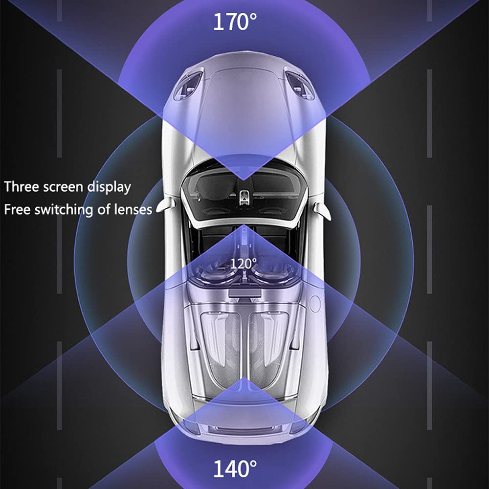 5 Inch Mirror Dash Cam with 1080P Triple Lens, IPS Touch Screen & Night Vision - Car DVR Driving Recorder with Parking Monitor, Loop Recording - Perfect for Night Driving, Parking Safety & Road Trip Recording