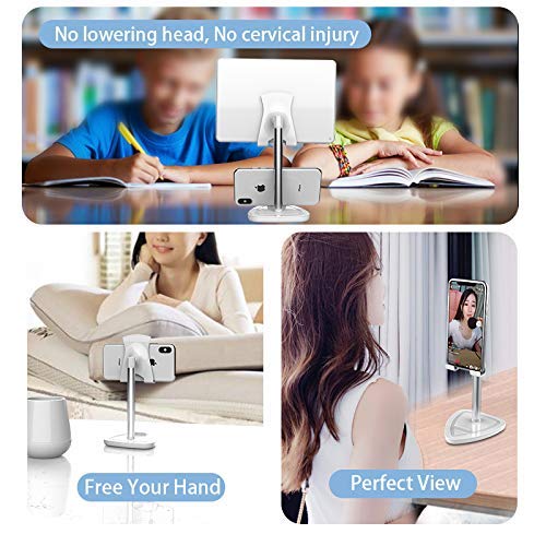 Adjustable Phone Stand for Desk - Universal Smartphone & Tablet Holder with Height & Angle Adjustment - Compatible with iPhone, iPad, Samsung, Android - Perfect for Home Office, Video Calls & Hands-Free Viewing (Black)