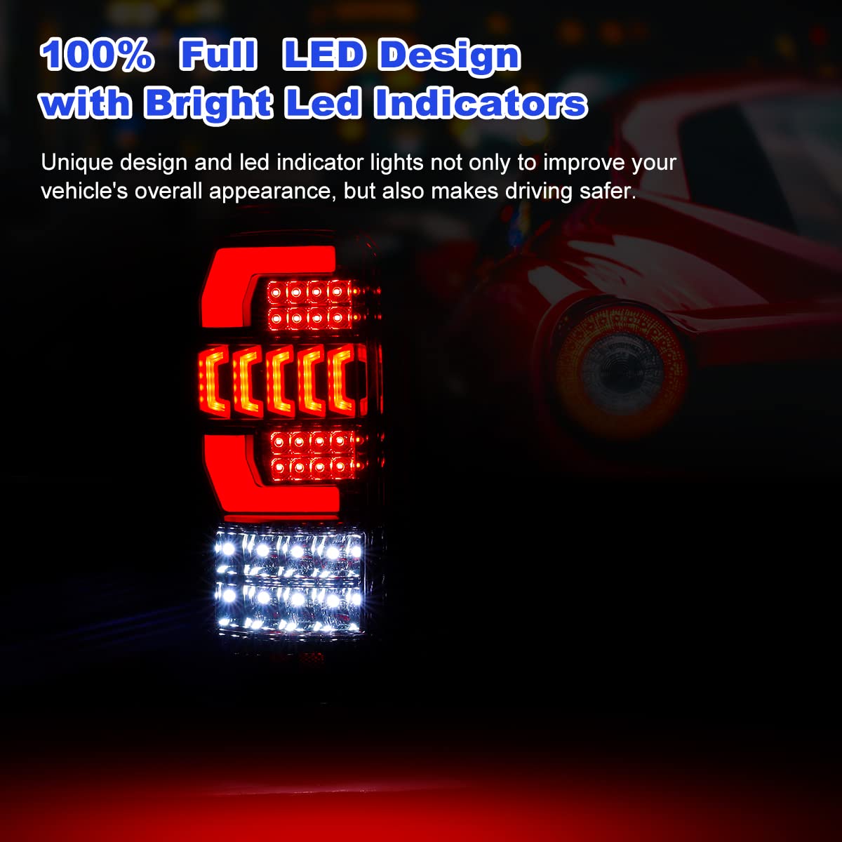 Nixon Offroad Full LED Tail Lights Assembly for 2000-2006 Chevy Tahoe & GMC Yukon - DRL, Brake, Reverse, Turn Signal Lights (Clear Lens) - Perfect for Off-Roading, Night Driving & Custom Truck Upgrades