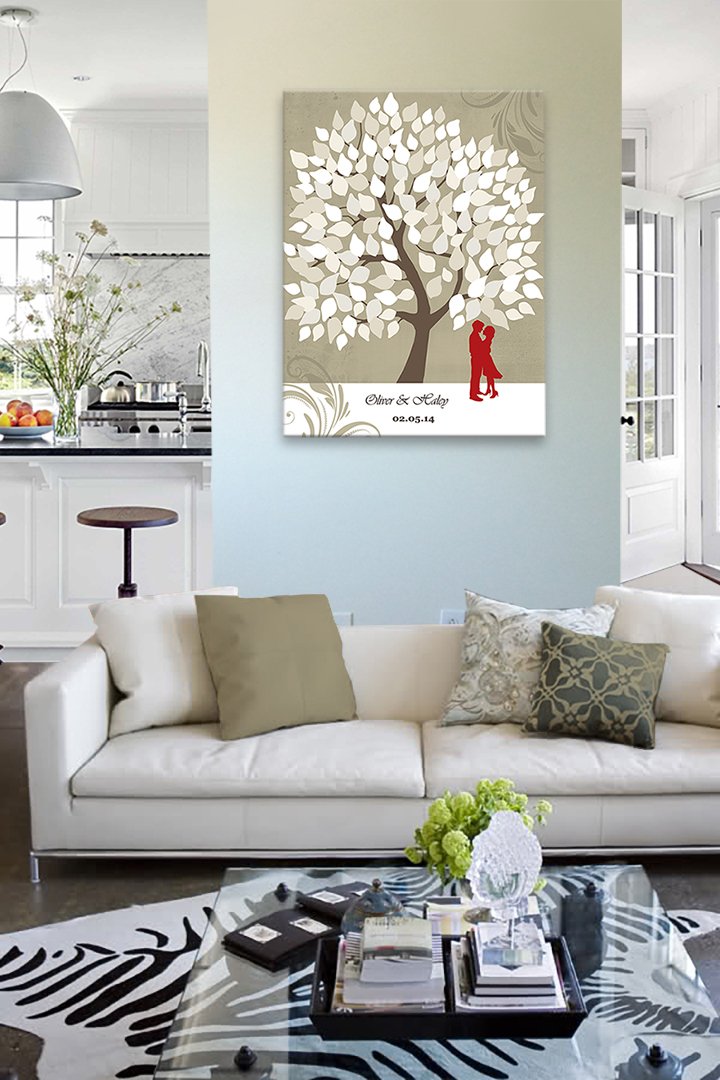 Custom Couple's Tree Canvas Wall Art - Personalized His & Hers Wedding Gift with Names & Date - Romantic Anniversary, Housewarming Present for Newlyweds - 20