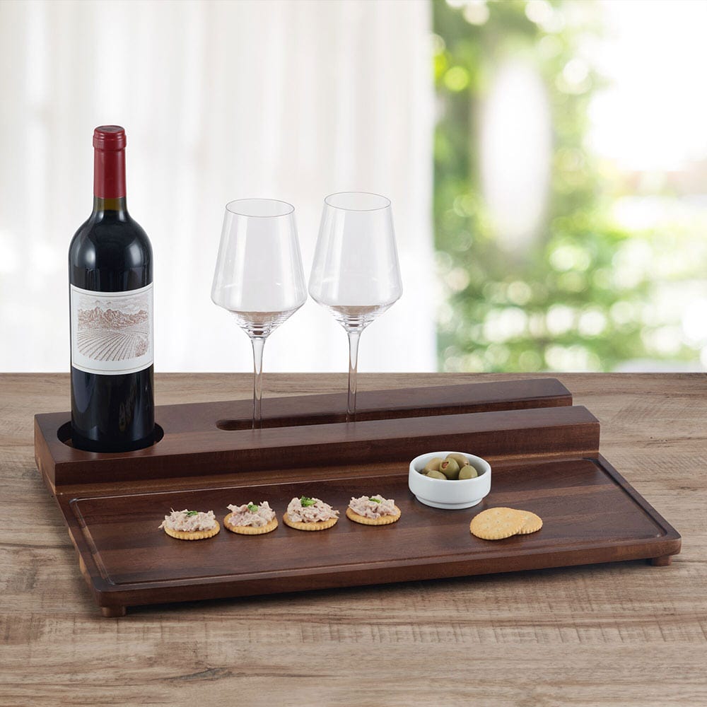 Premium Wooden Serving Tray for Wine & Charcuterie - Elegant Cheese Board with Handle for Entertaining, Dinner Parties & Gifts