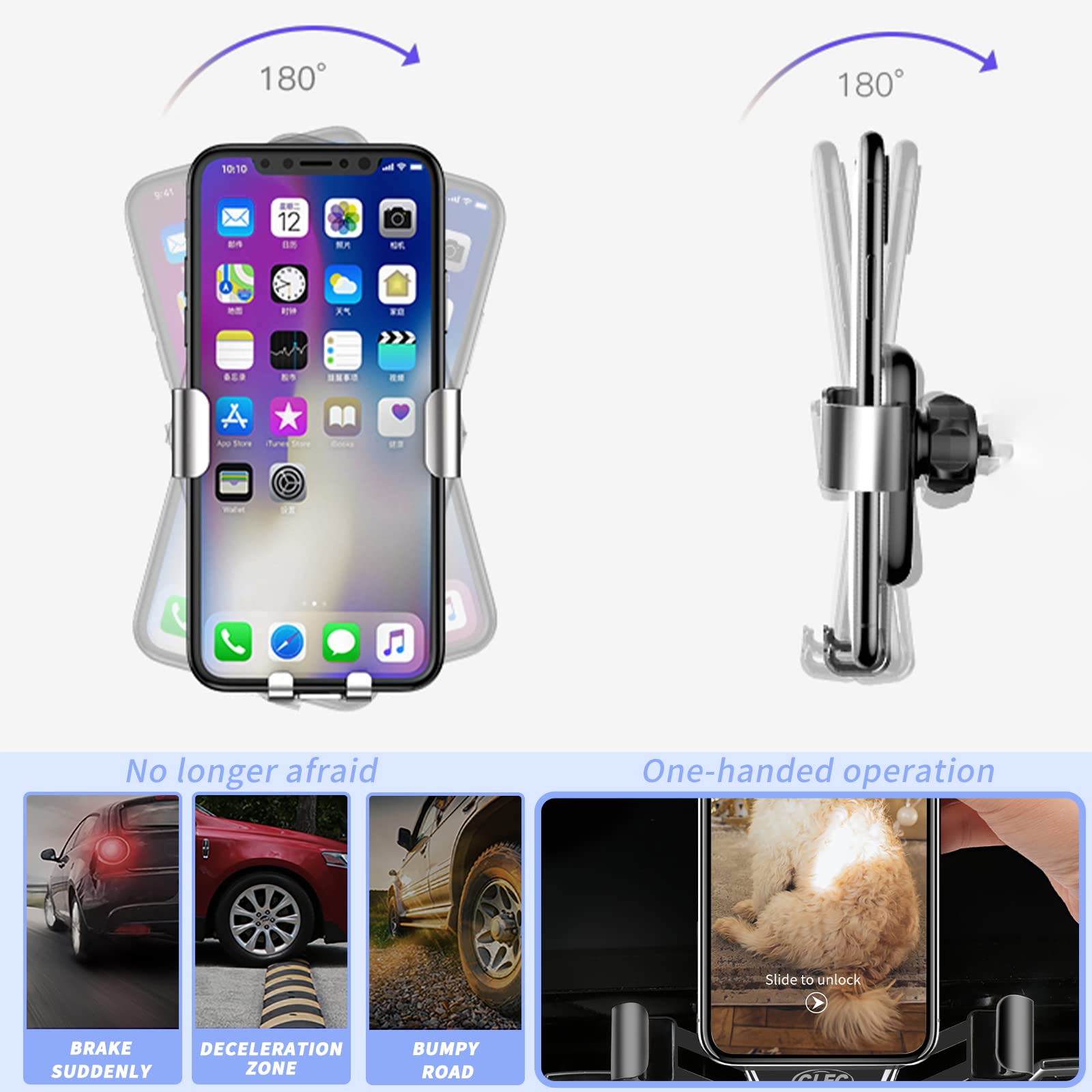 Universal Car Phone Holder for Audi Q5 2014-2017 - Air Vent Phone Mount Compatible with iPhone 14/13/12, Samsung Galaxy S23/S22, LG & All Smartphones 4.7-6.7 Inch - Hands-Free Driving Accessory for GPS Navigation & Safe Commuting