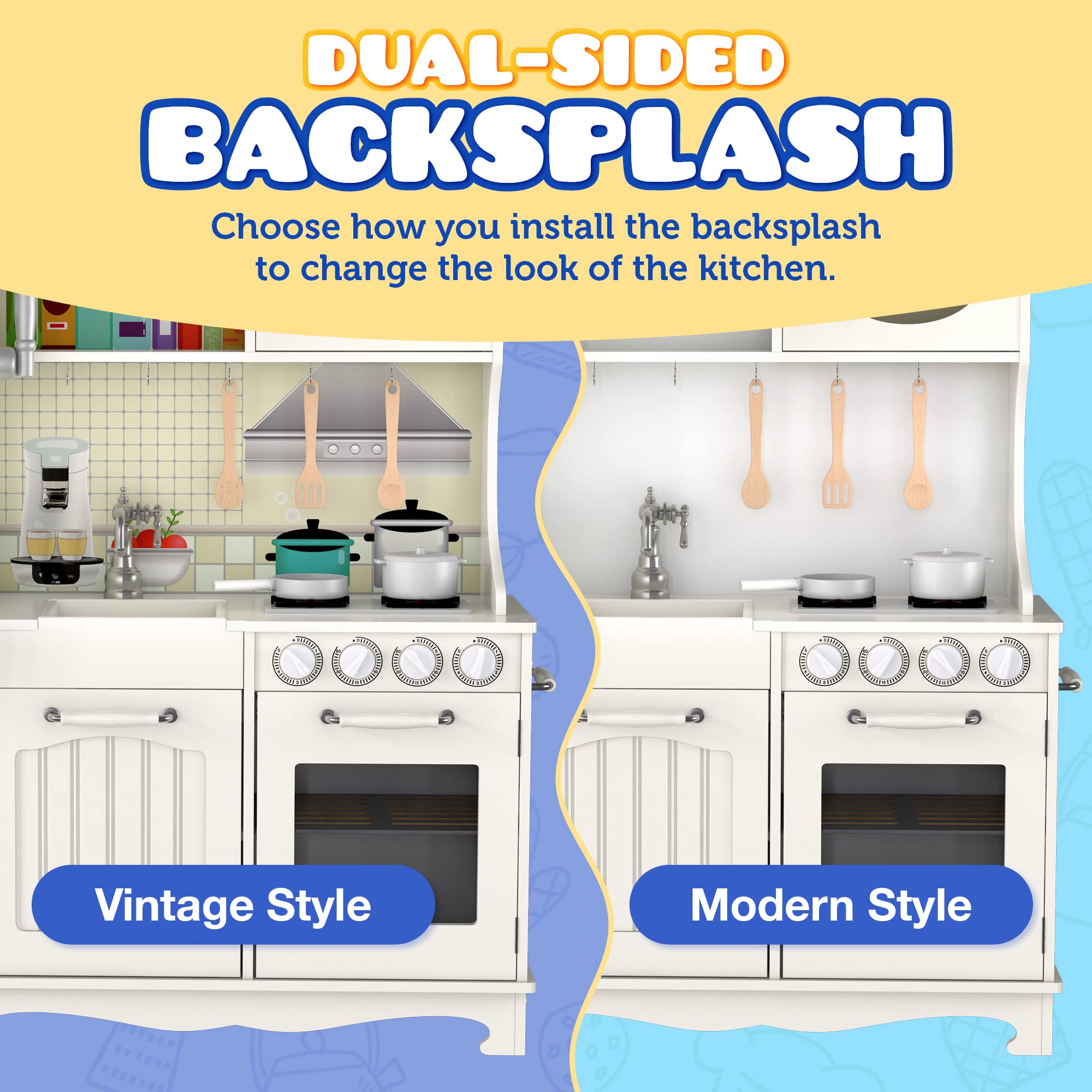 **Kiddery Toys Wooden Play Kitchen Set for Toddlers & Kids Ages 3-8 – Pretend Play Toy with Sink, Oven, Stove, Microwave & 9 Accessories – Durable Wooden Kitchen Toy for Imaginative Play, Birthday Gifts & Preschool Learning**