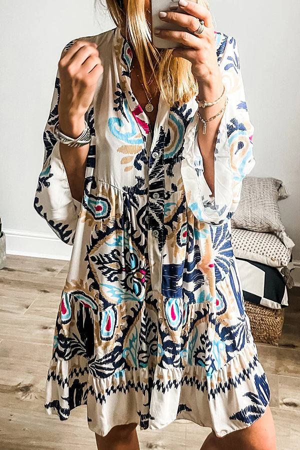 Stylish Printed Resort Mini Dress - Loose Casual Summer Dress for Women | Perfect for Beach Vacations, Pool Parties & Tropical Getaways