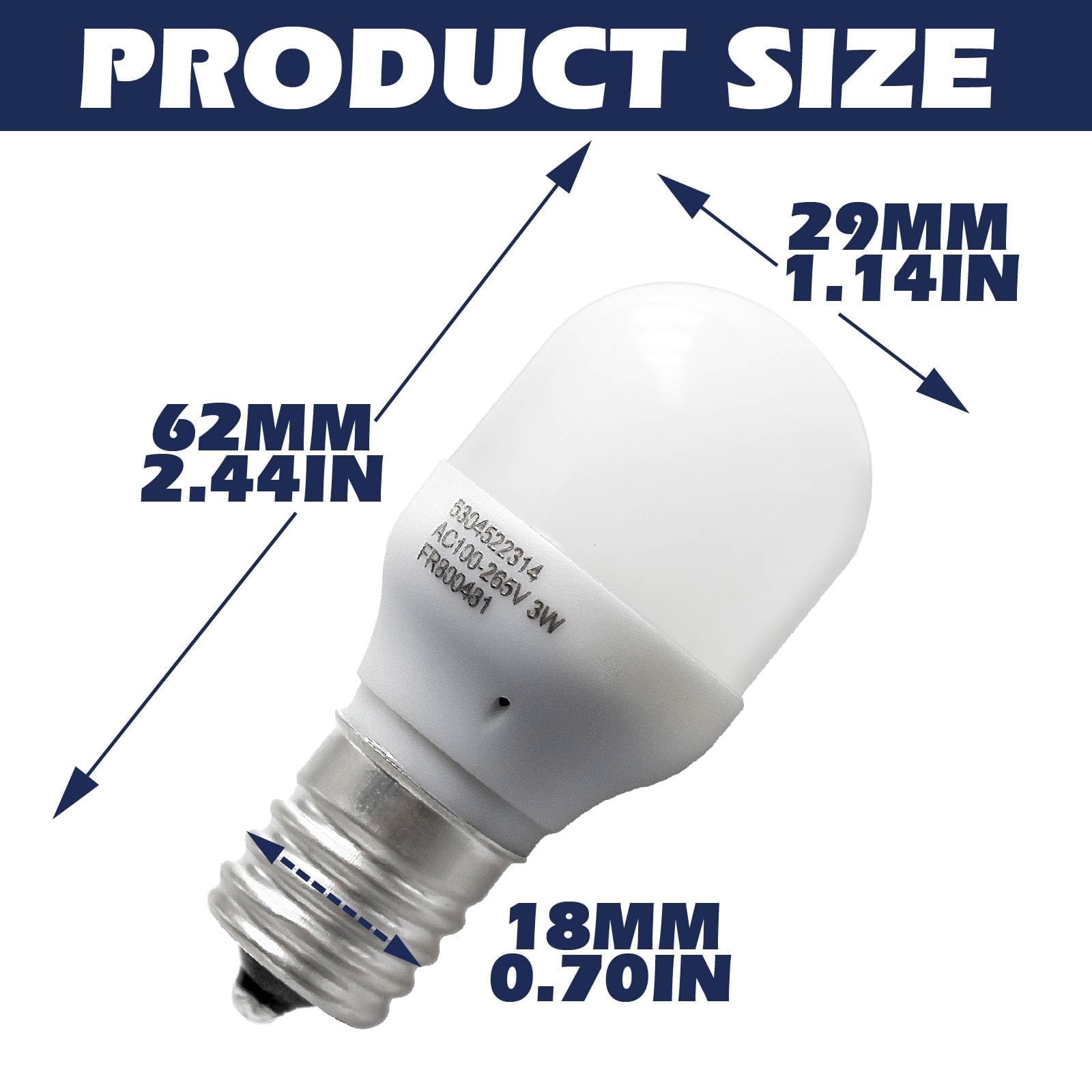 Frigidaire Refrigerator LED Light Bulb Replacement - 3W E17 Base AC100-265V Compatible with Kei D28x & Kel 2816x (Model 5304522314) - Perfect for Fridge Interior Lighting & Appliance Repair