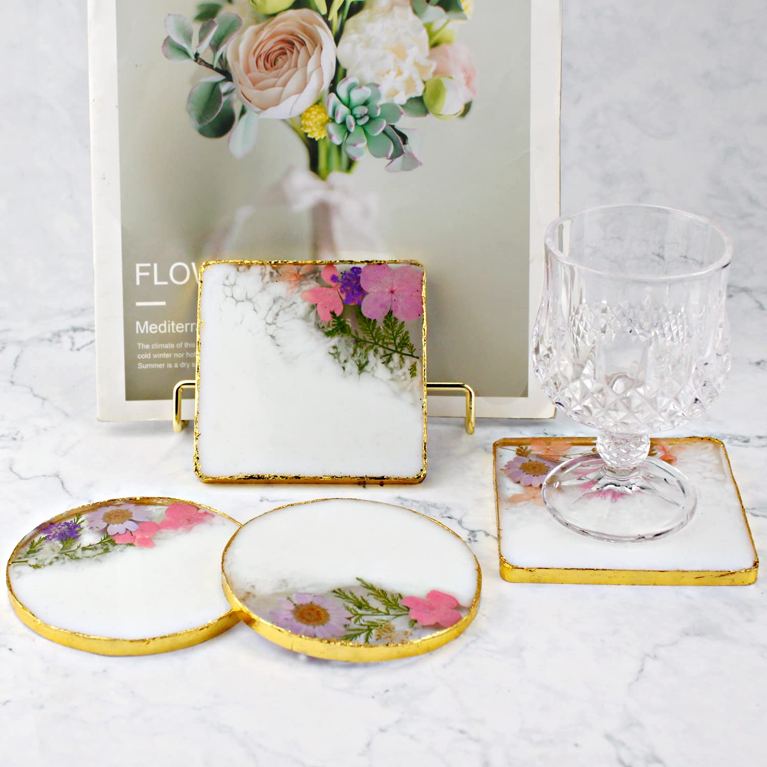 RESINWORLD 4 Pack Diamond Edge Coaster Molds & 8 Pack Thick 4 Inch Resin Coaster Molds Set - DIY Epoxy Resin Craft Supplies for Home Decor, Wedding, Party Favors