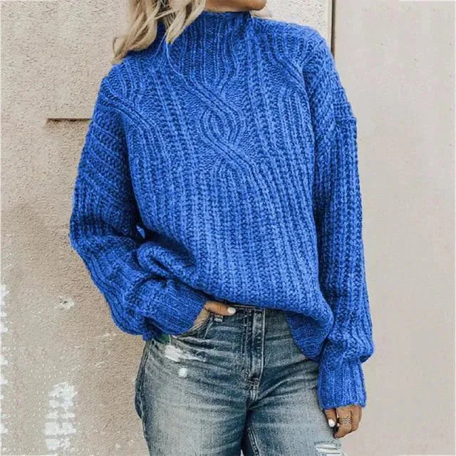 Women's Twist Turtleneck Sweater - Soft Knit Pullover for Fall & Winter - Cozy Office Wear & Casual Outfits