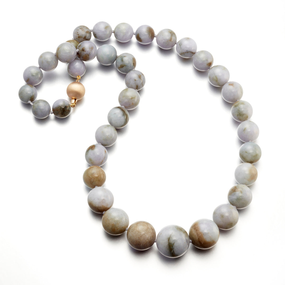 12-20mm Graduated Mottled Blue, Green & Lavender Jade Beaded Necklace - Elegant Handmade Jewelry for Women, Perfect for Weddings, Parties & Special Occasions