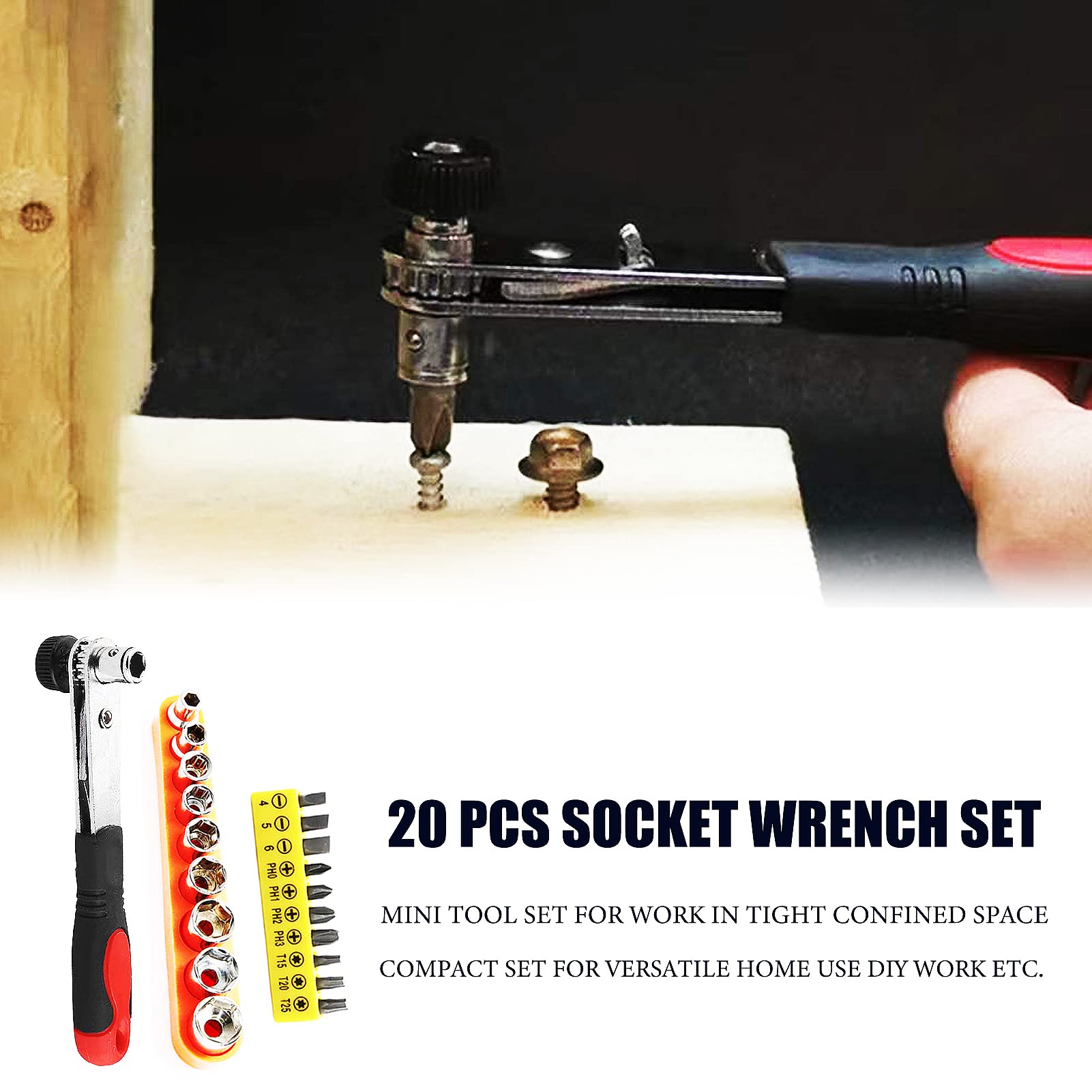 20-Piece Socket Wrench Set with 1/4