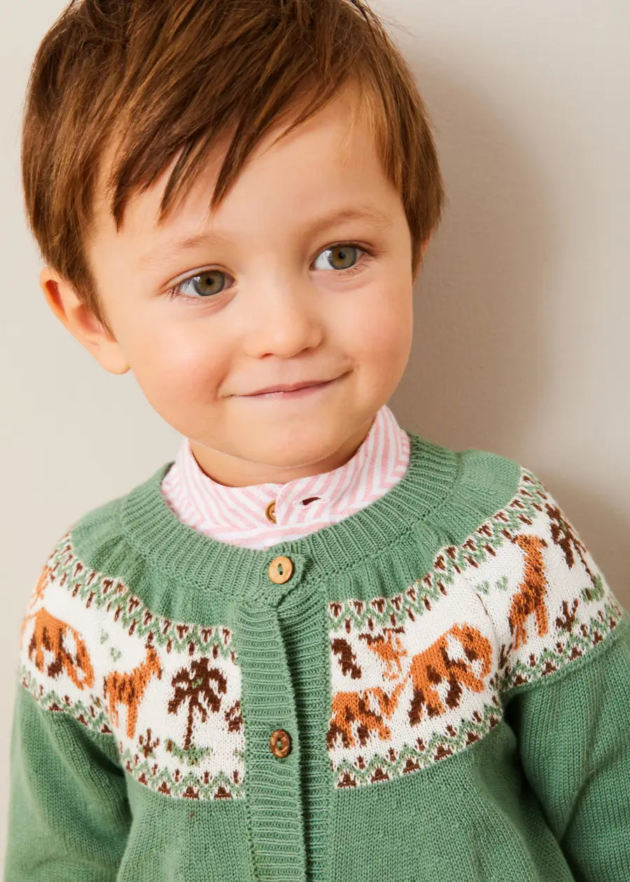 Adorable Safari Cardigan for Toddler Boys - Soft & Cozy Knit Sweater - Perfect for Outdoor Adventures, Playdates & Family Photos