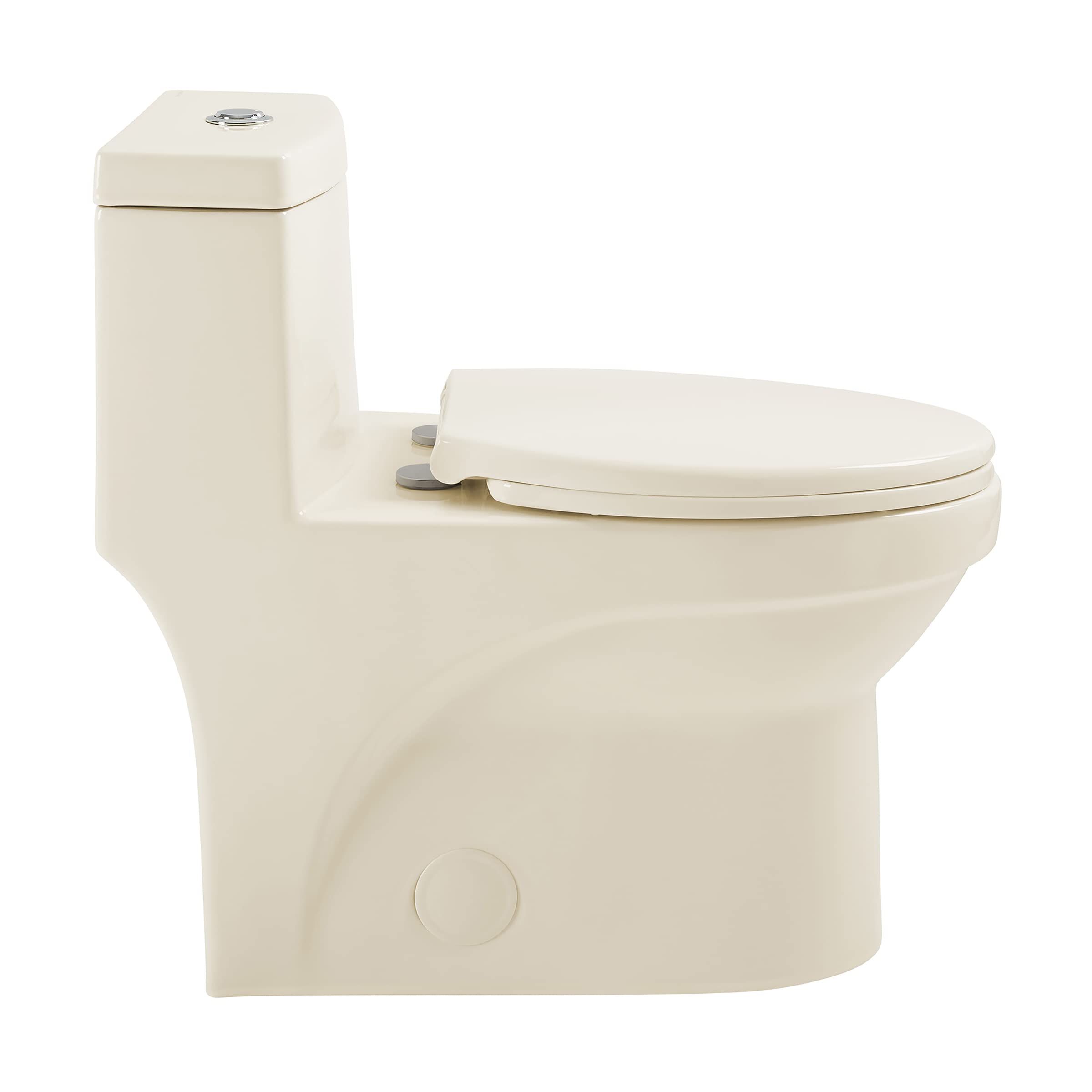 Swiss Madison SM-1T118 Virage One Piece Toilet - Modern Elongated ADA Compliant Dual Flush (0.8/1.28 GPF) Bathroom Toilet in Bisque - Perfect for Small Bathrooms, Powder Rooms & Water-Efficient Homes