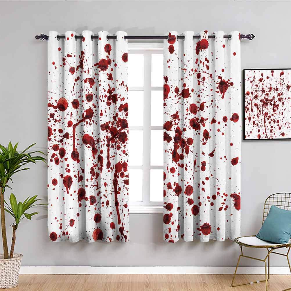 Bloody Blackout Curtain - Splashes of Blood Grunge Style Horror Print (63x63 Inch) | Halloween Zombie Themed Window Treatment for Bedroom, Theater & Horror Decor