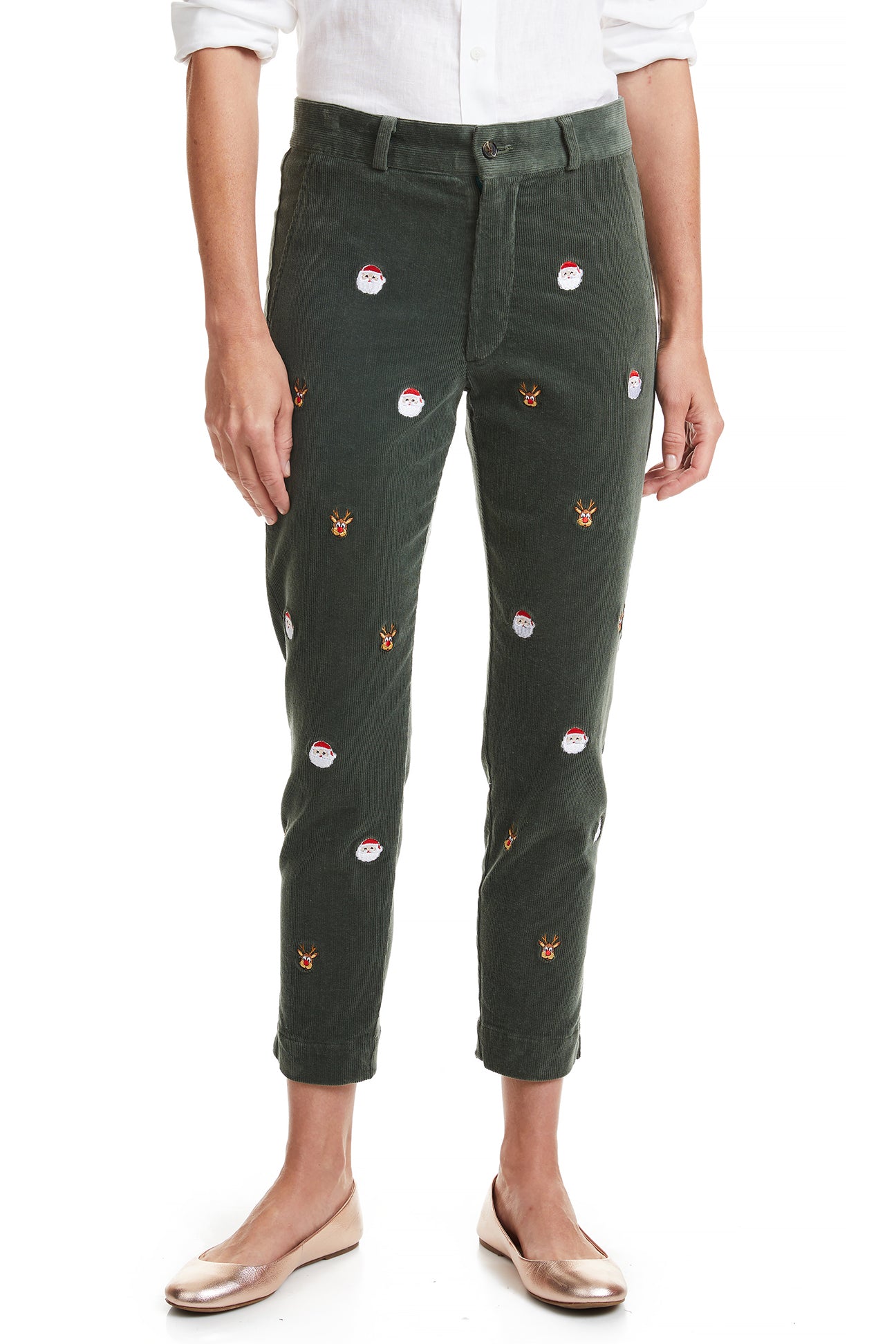 Beachcomber Corduroy Ankle Capri Pants in Olive Green - Comfortable Women's Casual Pants for Christmas Night Out, Holiday Party, and Winter Fashion