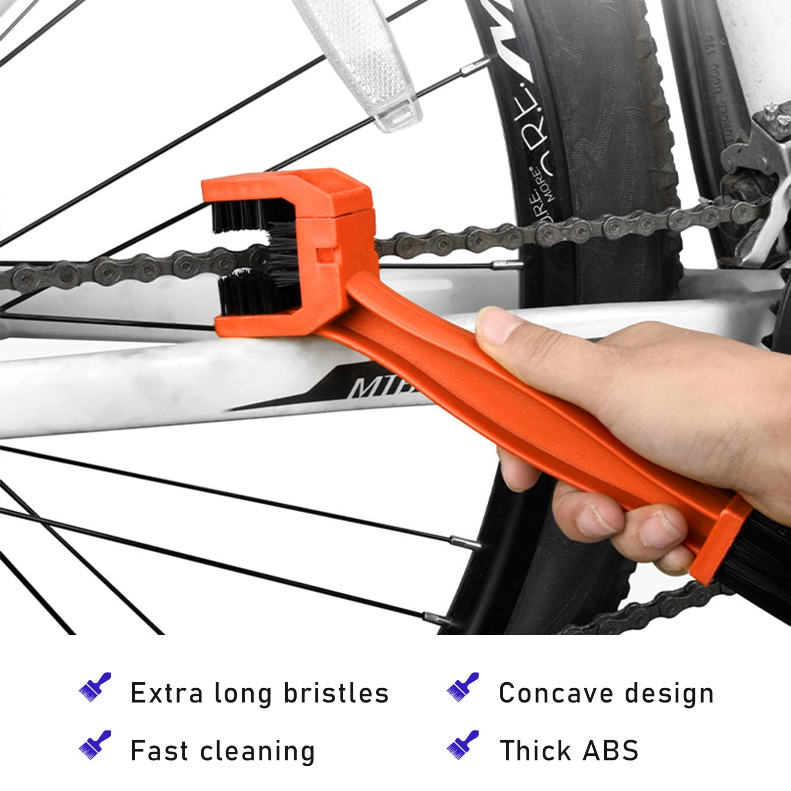 2PCS Universal Bike Motorcycle Chain Cleaner Brush Kit - Black+Orange for Gear Maintenance & Riding Care