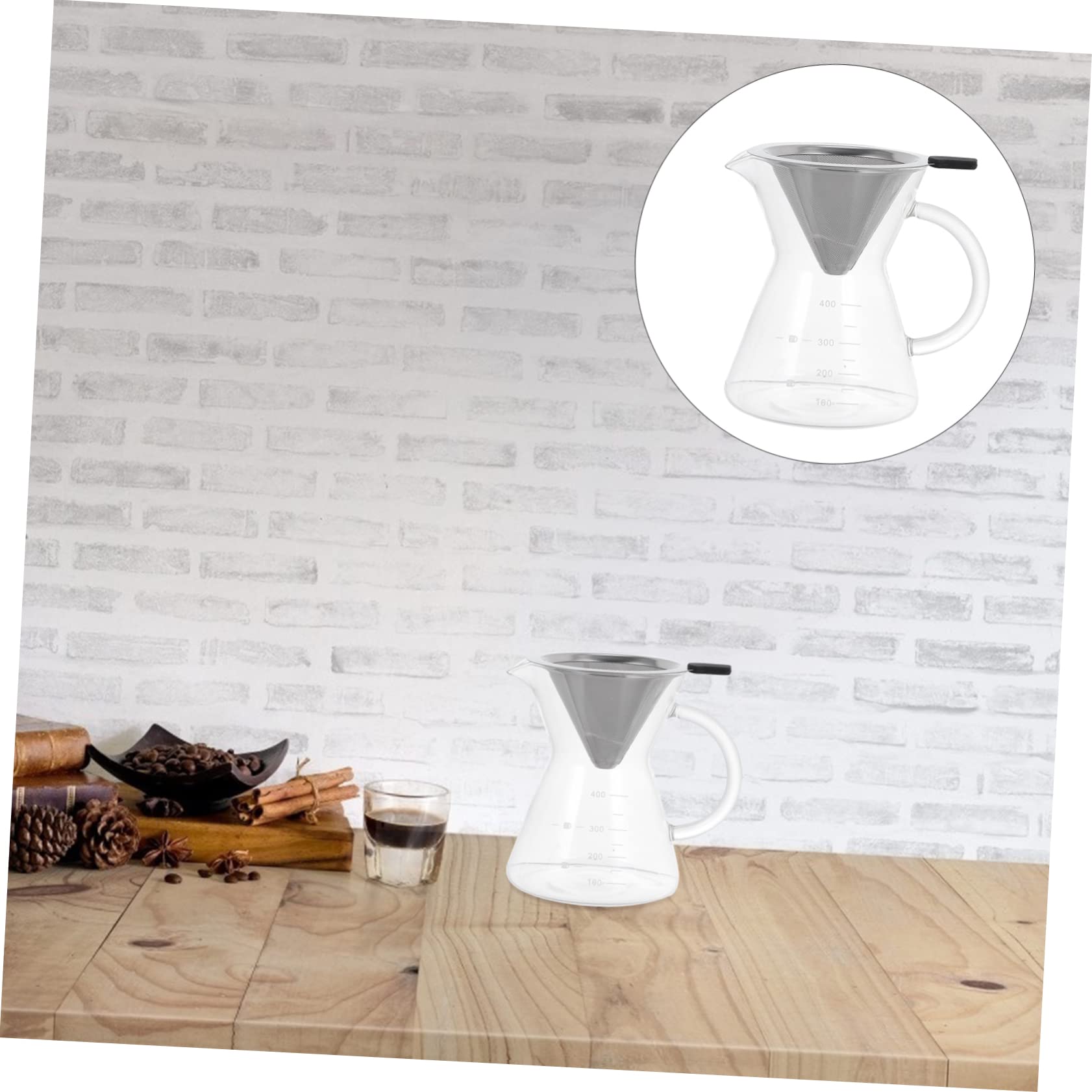 Hemoton Glass Coffee Carafe with Stainless Steel Filter - 34oz Coffee Brewer with Handle for Drip Coffee - Perfect for Home, Office, and Camping Use