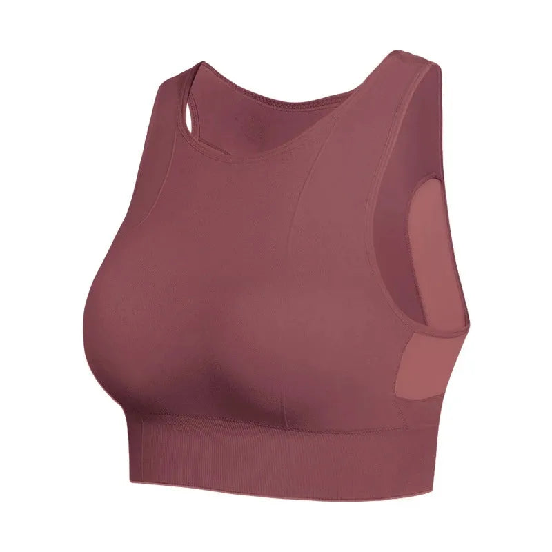 Breathable Mesh Shockproof Padded Sports Bra for Women - Seamless Yoga Running Gym Workout Top - Perfect for High-Impact Workouts, Yoga & Active Lifestyle
