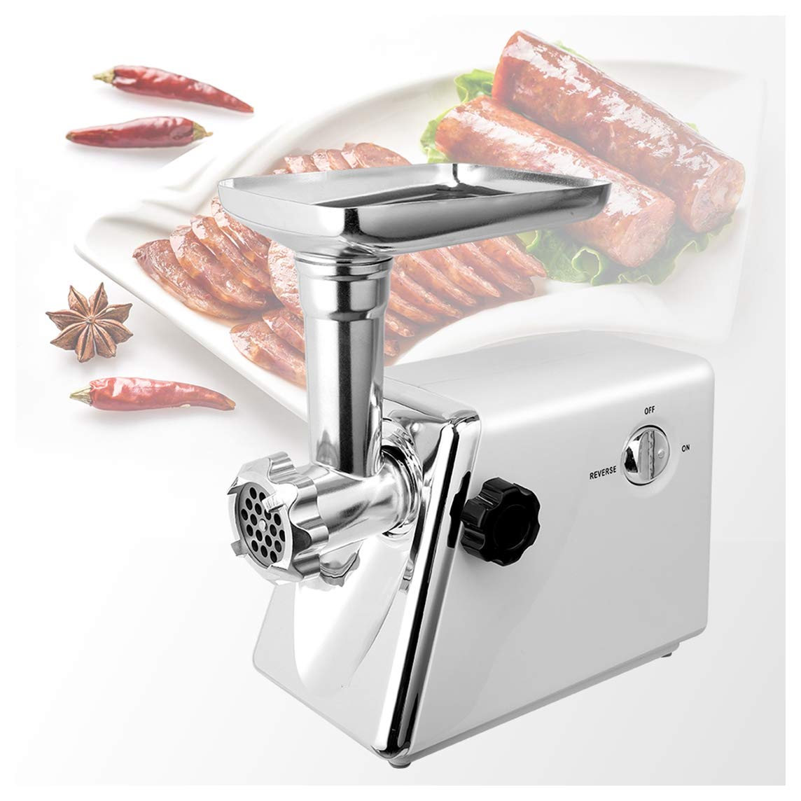 DZMARK Electric Meat Grinder & Sausage Maker - 800W Powerful Food Grinder Machine for Beef, Pork, Chicken - Perfect for Home Kitchen, BBQ, Camping & Food Processing