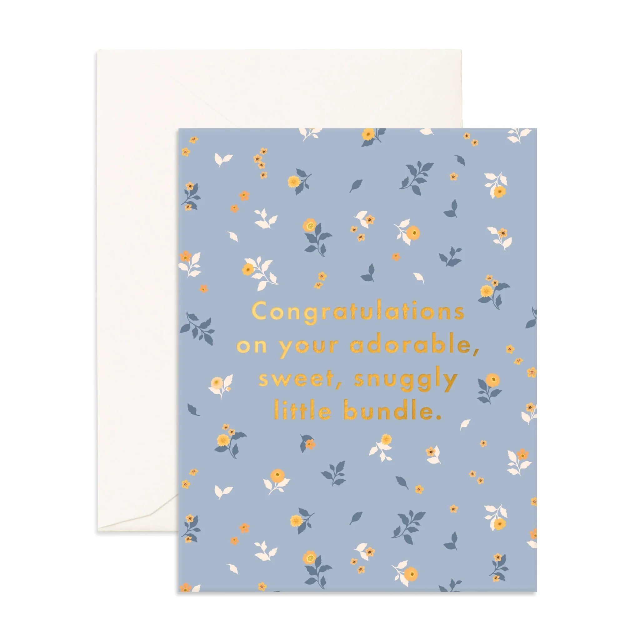 Snuggly Bundle Blue Broderie Greeting Card - Elegant Floral Design for Birthdays, Anniversaries & Special Occasions - Perfect for Handwritten Notes & Gift Giving