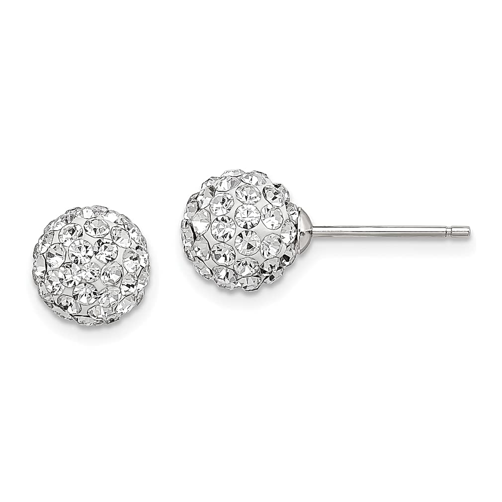 925 Sterling Silver Post Stud Earrings - 8mm White Czech Crystal Ball Button Fine Jewelry for Women | Elegant Gift for Her | Perfect for Weddings, Parties & Everyday Wear