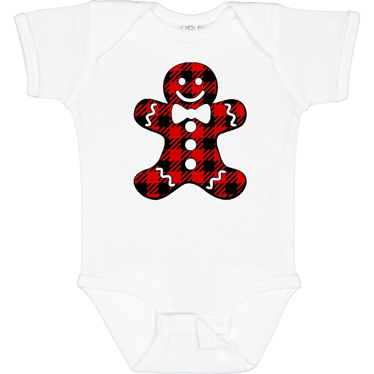 Inktastic Buffalo Plaid Gingerbread Man Baby Bodysuit - Cute Christmas Outfit for Infants & Toddlers - Perfect for Holiday Photos, Family Gatherings & Festive Celebrations
