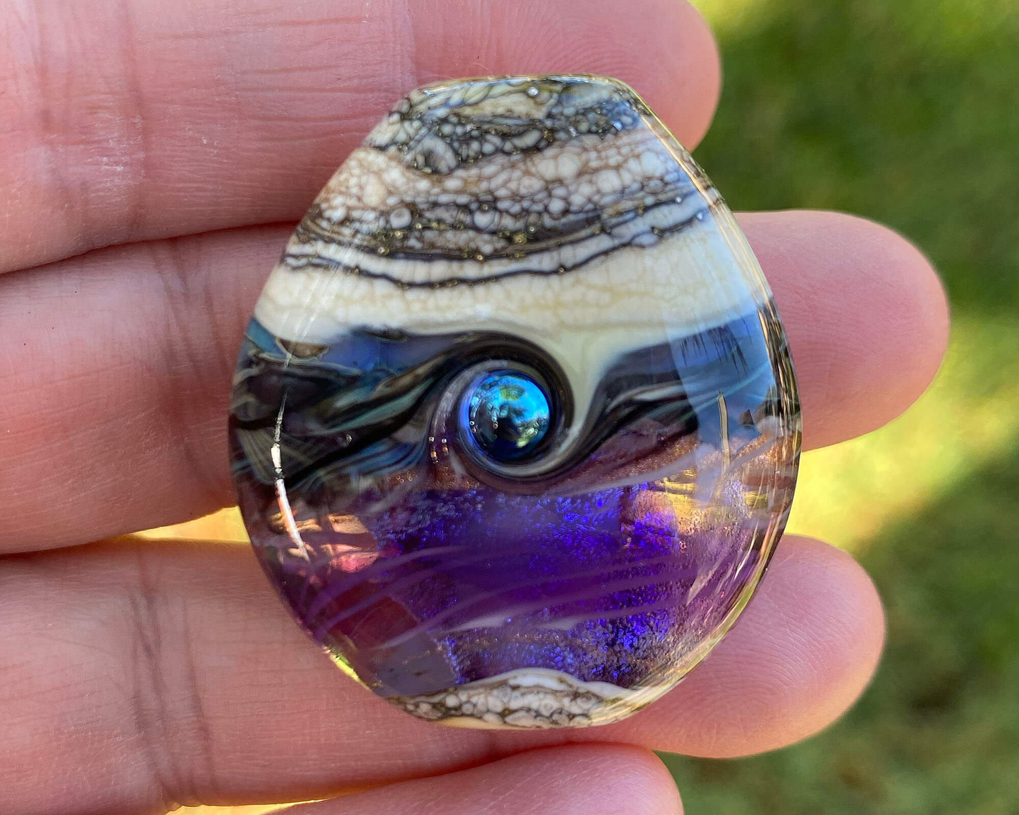 Purple Dichroic Organic Lampwork Glass Focal Bead for Jewelry Making - Handmade Artisan Bead for Necklaces, Bracelets & DIY Crafts | Perfect for Beaders and Jewelry Designers