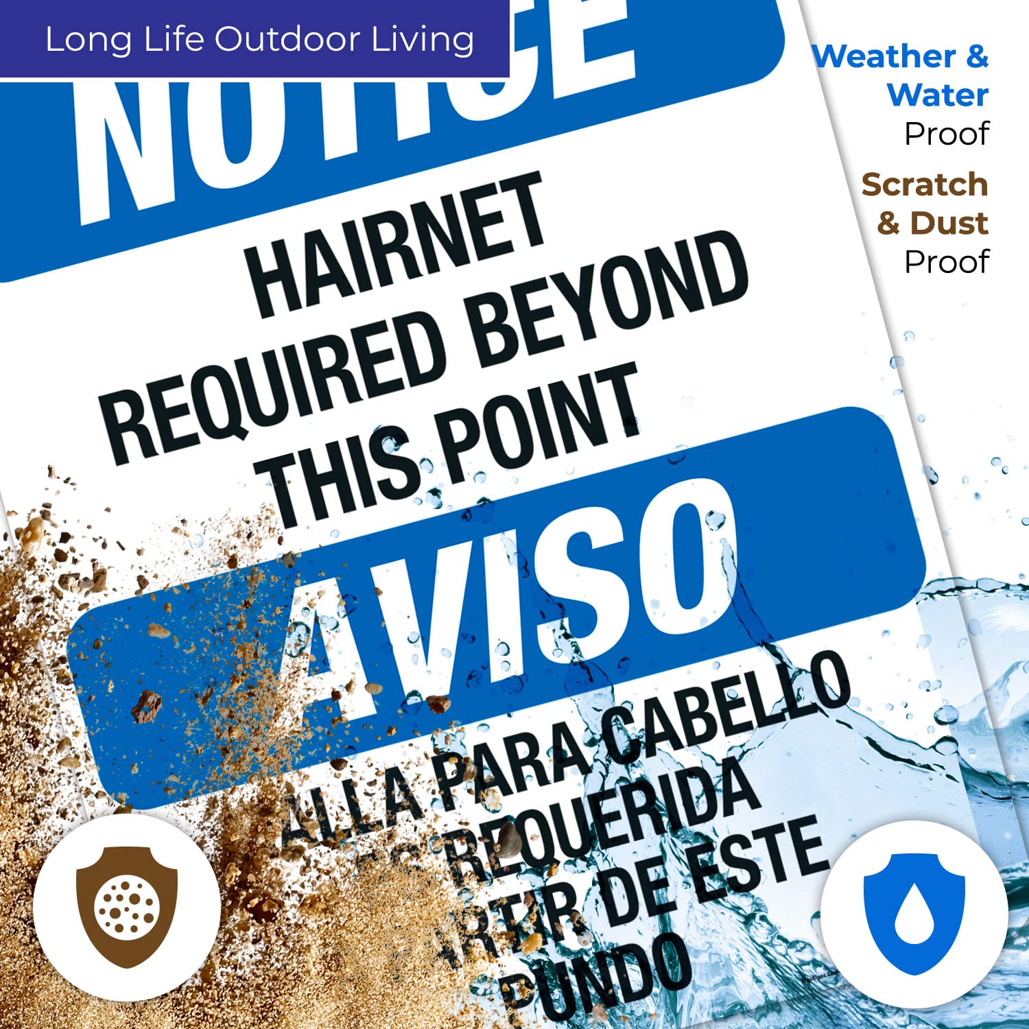Bilingual Hairnet Required Beyond This Point OSHA Sign - 24x30 Inches Rust-Free .063 Aluminum - Fade Resistant for Indoor/Outdoor Use - Made in USA - Perfect for Food Processing Plants, Restaurants & Industrial Facilities