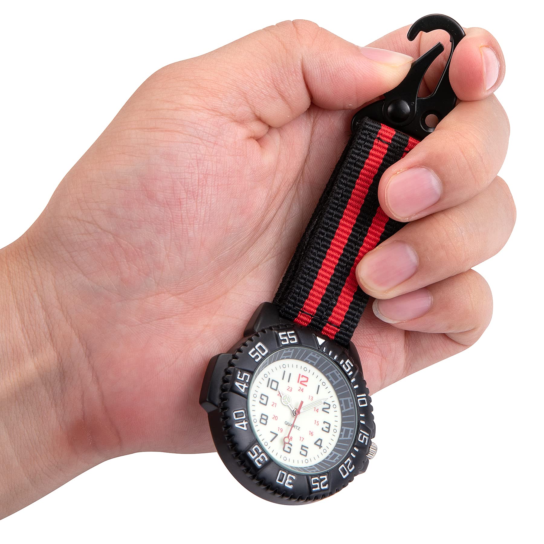 JewelryWe Clip-On Pocket Watch for Men & Women - Luminous Dial, Belt Watch Fob - Perfect for Climbing, Hiking, Doctors, Nurses & Outdoor Activities