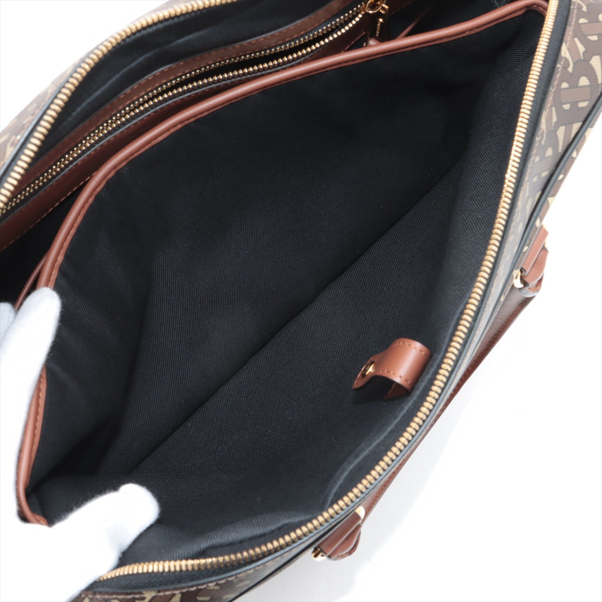 Thomas Burberry TB Monogram Two-Way Business Bag for Men & Women - Stylish Brown Leather Briefcase for Work, Travel & Office Use