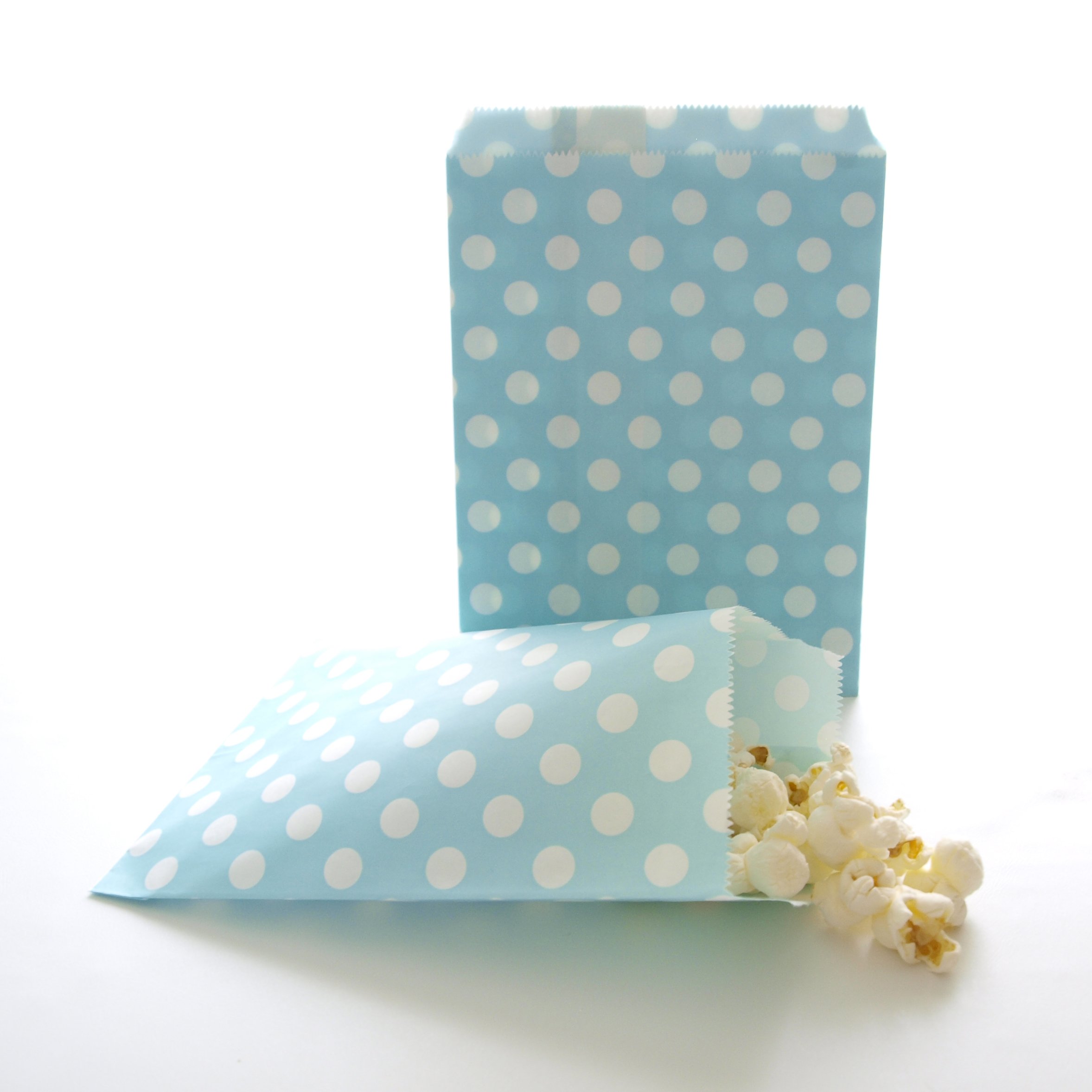 75 Pack Blue Candy Bags - Light Blue Striped, Polka Dot & Chevron Party Favor Bags for Birthday, Winter Frozen Snowflake Themed Events | Perfect for Baby Showers, Christmas Gifts & Goodie Bags