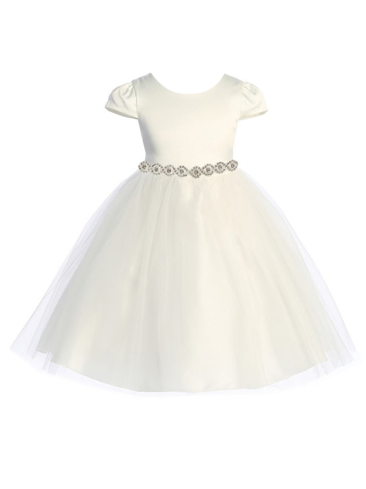 Plus Size Ivory Cap Sleeve Satin Tulle Dress for Women - Big Girls Formal Gown Sizes 16.5-20.5 | Perfect for Weddings, Prom & Special Occasions