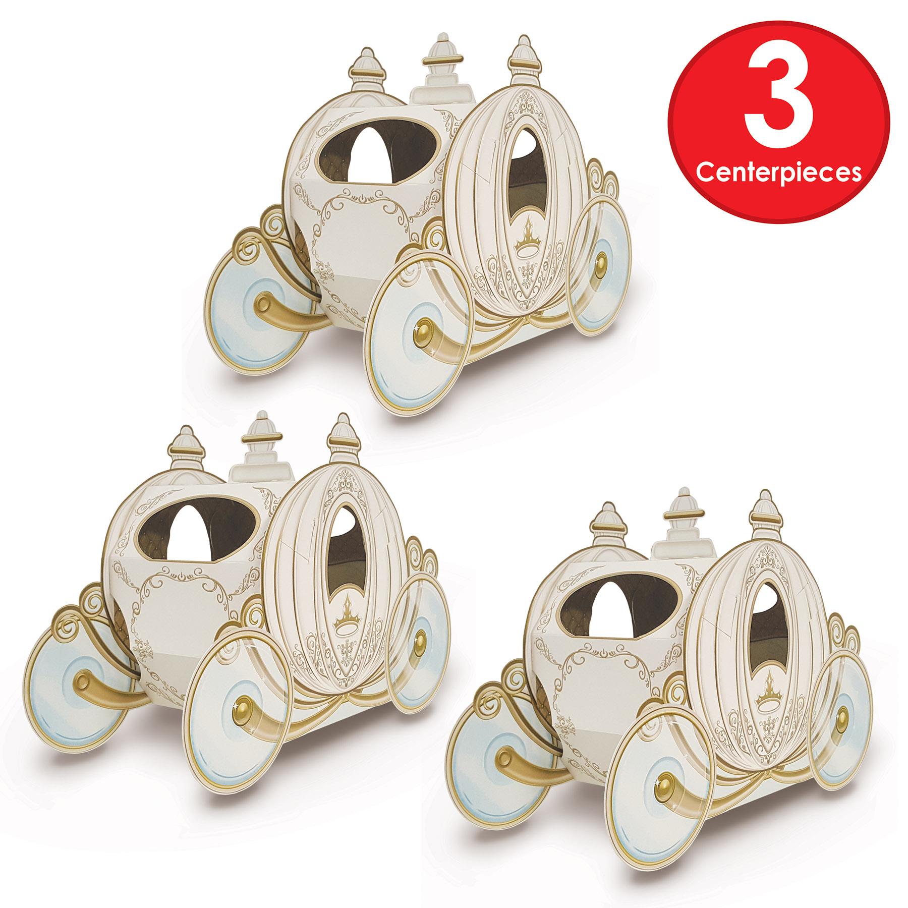 12 Pack Beistle 3D Carriage Party Centerpieces - Elegant Wedding, Baby Shower & Birthday Party Decorations for Tables & Events