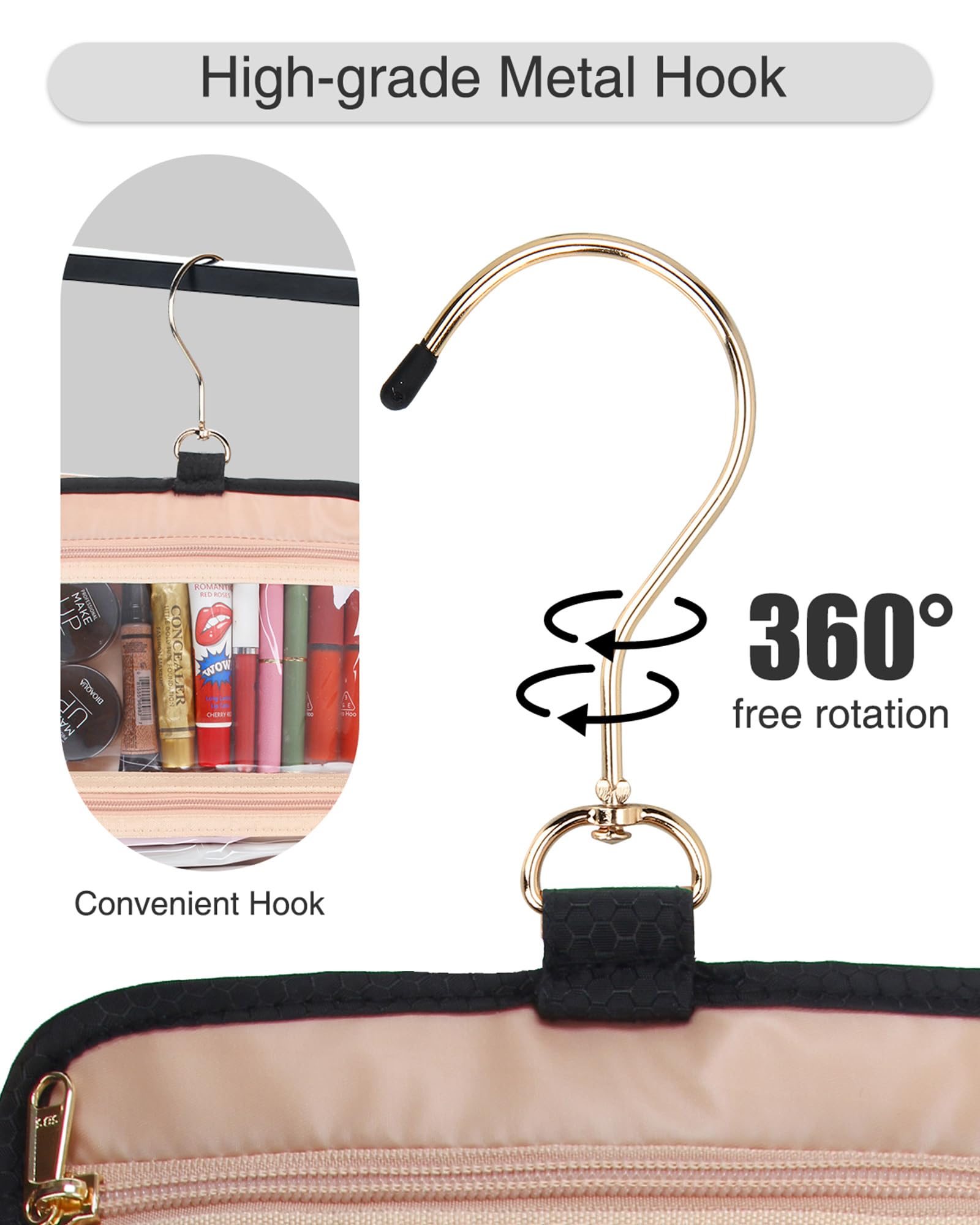Relavel Waterproof Hanging Toiletry Bag for Travel - Compact Makeup Organizer with Multiple Compartments for Women & Men - Perfect for Gym, Shower, Camping and Business Trips - Black Travel Wash Bag