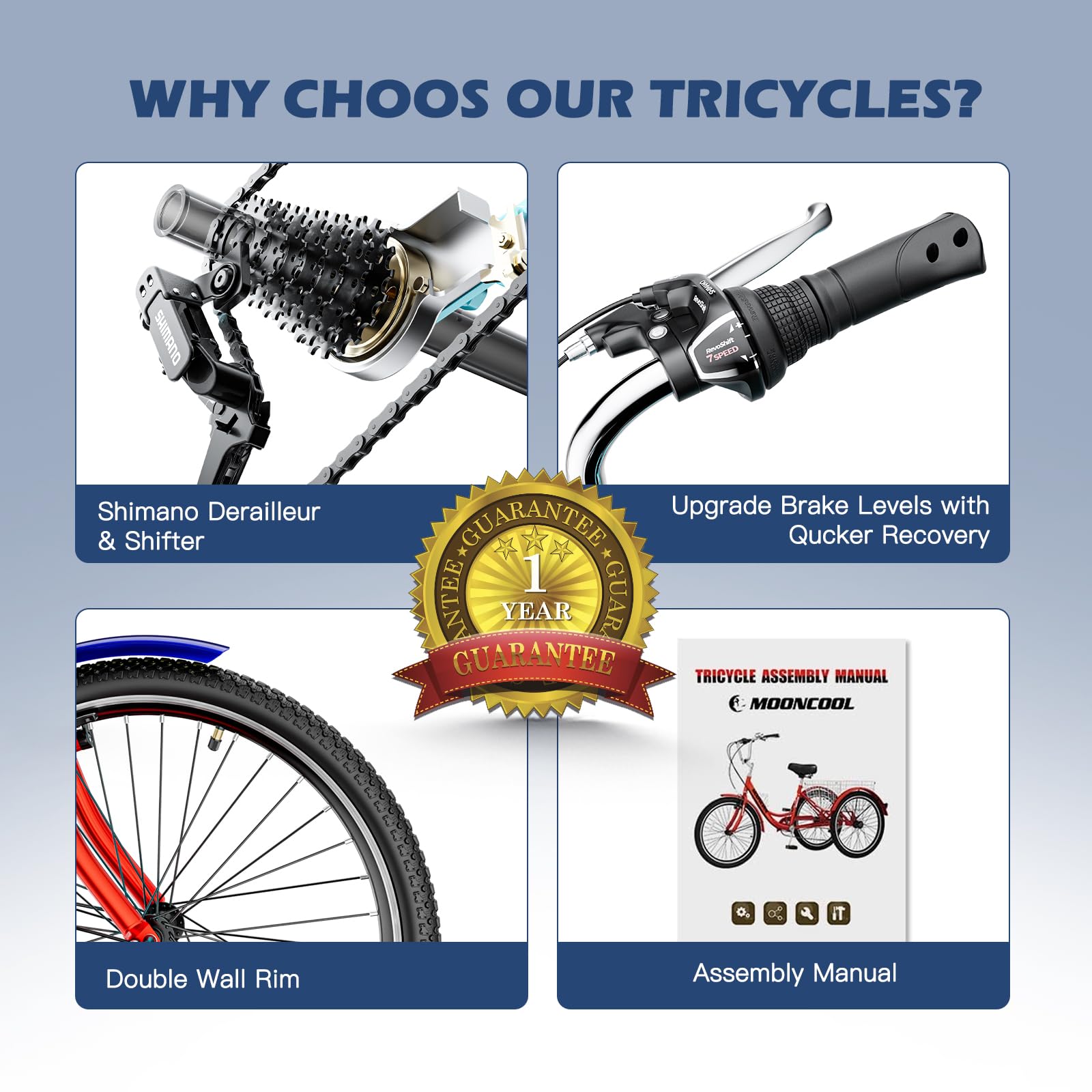 7-Speed Adult Tricycle with Basket - 26