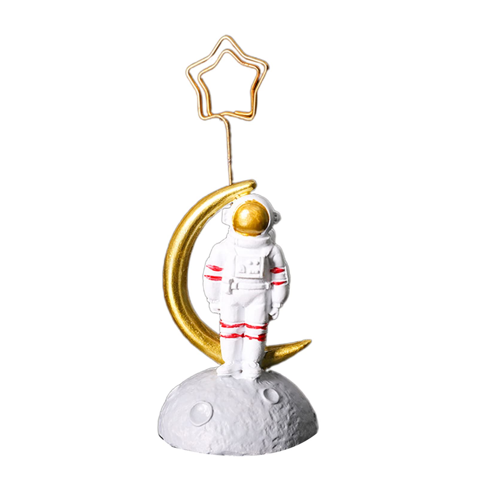 Astronaut Card Holder - Resin Photo Memo Stand with Number Display for Wedding, Party & Office | Small Tabletop Clamp for Name Cards, Menus & Place Settings
