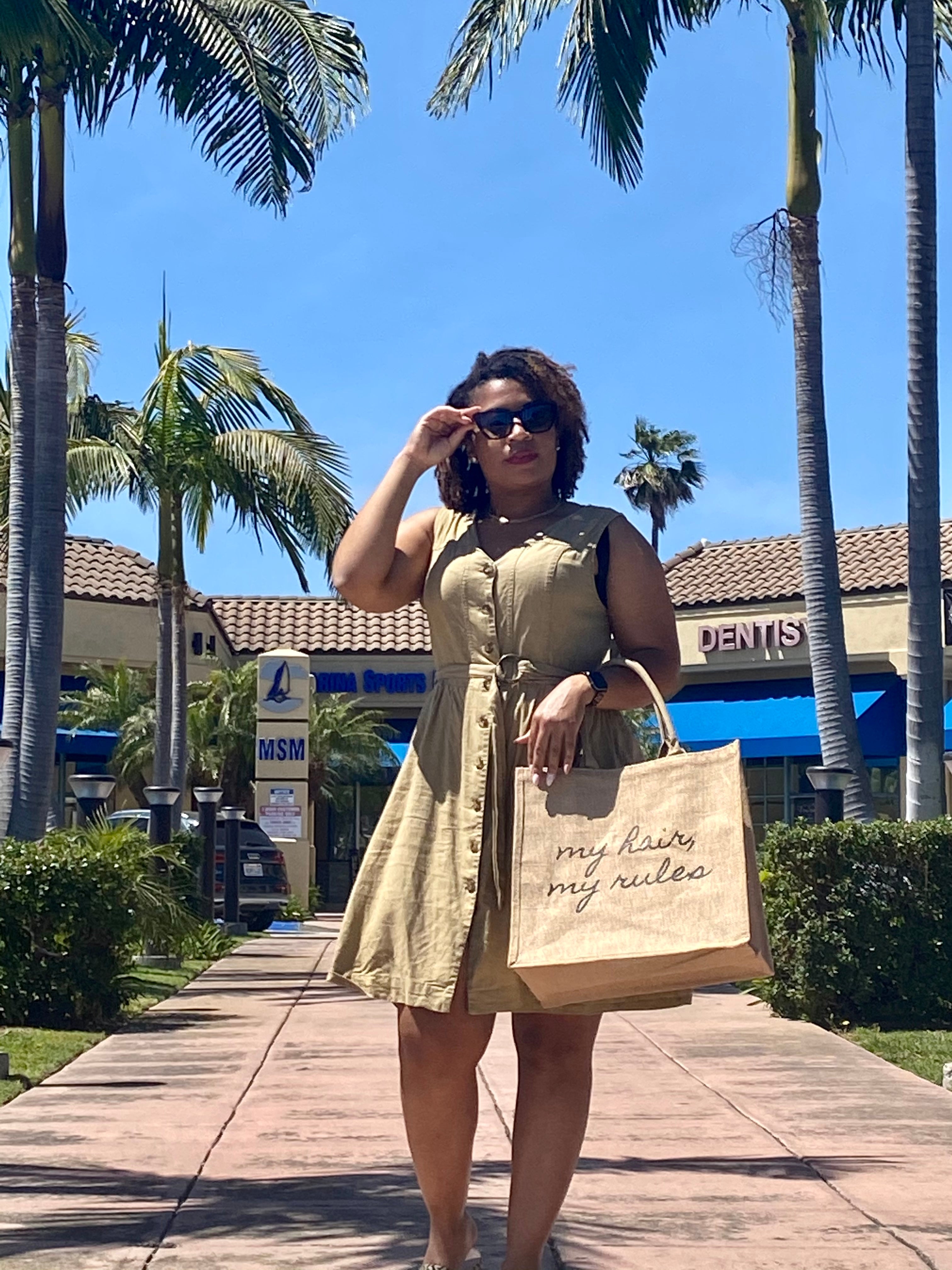 My Hair My Rules Tote Bag - Stylish Cotton Canvas Shoulder Bag for Women, Perfect for Shopping, Beach, Work & Everyday Use