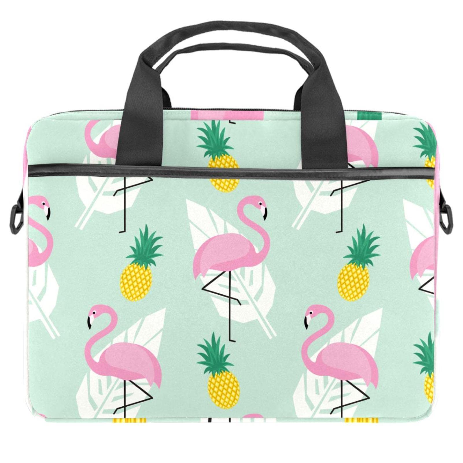 Stylish Unisex Laptop Messenger Bag for 14 Inch Notebook - Durable Shoulder Bag for Women & Men with Flamingo Design - Perfect for Office, School, Travel & Business Commute